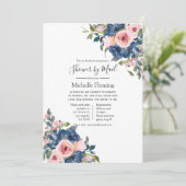Zeemacht & Blush Floral Bridal of Baby shower per  Kaart (Staand voorkant)