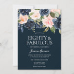 Zeemacht & Blush Flowers 80th Birthday Party Kaart<br><div class="desc">Navy & Blush Flowers 80th Birthday Party Invitation Beauful Modern Flowers,  perfect voor alle seizoenen. Lente,  zomer,  herfst herfst of winter Zie passend collectie in Niche en Nest Store We hebben ook genoeg andere uitnodigingen en collecties.</div>