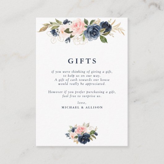 Zeemacht & blush geometrische huwelijkscadeaus kaa informatiekaartje (Voorkant)