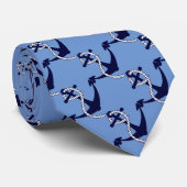 Zeemacht en blauw Nautisch Anchor met helling Stropdas (Opgerold)