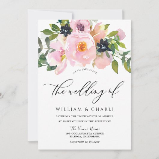 Zeemacht en bloedige Waterverf bruiloft Kaart (Voorkant)