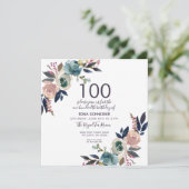 Zeemacht en  bloemen | 100e verjaardag kaart (Staand voorkant)