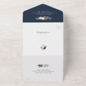 Zeemacht en bloemen geometrische bruiloft all in one uitnodiging (Buitenkant)