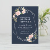 Zeemacht en bloesem geometrisch zilver kaart (Staand voorkant)