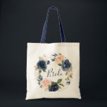 Zeemacht en bride met blozen tote bag<br><div class="desc">bloemontwerp en tekst</div>