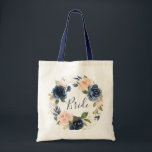 Zeemacht en bride met blozen tote bag<br><div class="desc">bloemontwerp en tekst</div>