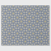 Zeemacht en geel Spaans Tegel Patroon Cadeaupapier (Vlak)