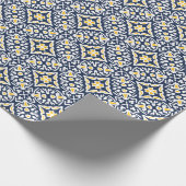 Zeemacht en geel Spaans Tegel Patroon Cadeaupapier (Hoek)