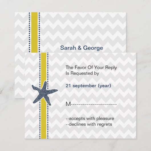 Zeemacht en geelstaarten RSVP kaartje (Voorkant / Achterkant)