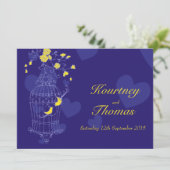 Zeemacht en gele vogels open uitnodiging voor een  (Staand voorkant)