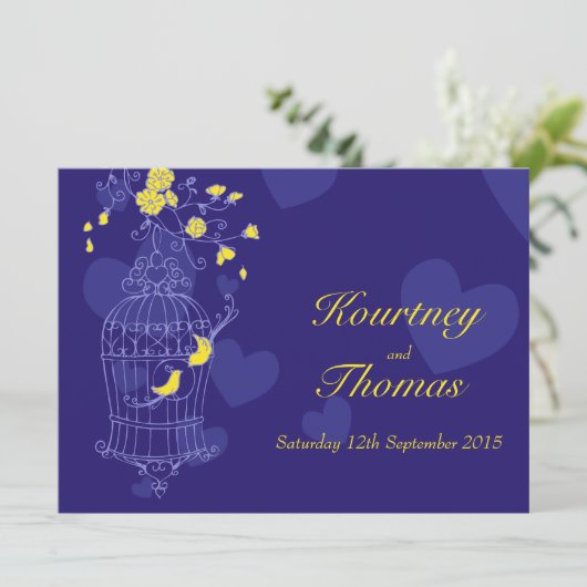 Zeemacht en gele vogels open uitnodiging voor een (Staand voorkant)