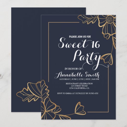 Zeemacht en gouden bloem 16 kaart (Voorkant / Achterkant)