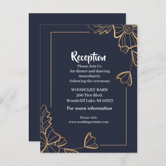 Zeemacht en gouden bloem aankondigingskaart (Voorkant / Achterkant)