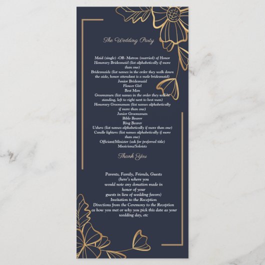 Zeemacht en gouden bloem programmakaart (Achterkant)