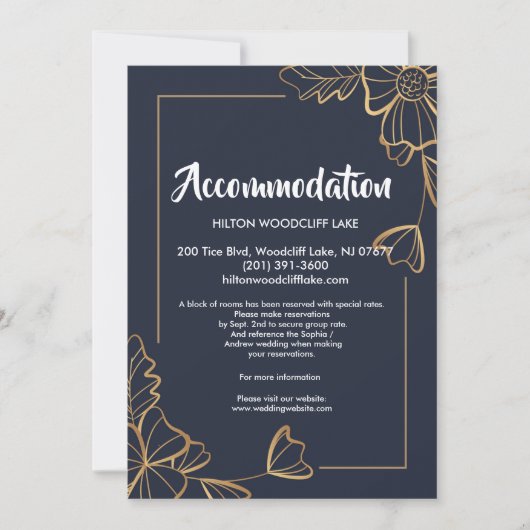 Zeemacht en gouden florale accommodatie kaart (Voorkant)