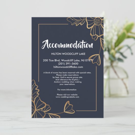 Zeemacht en gouden florale accommodatie kaart (Staand voorkant)