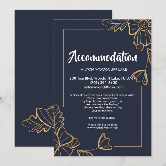 Zeemacht en gouden florale accommodatie kaart (Voorkant / Achterkant)