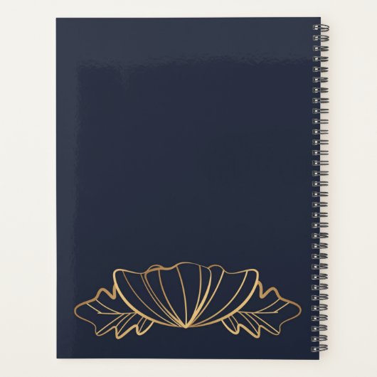 Zeemacht en gouden florale bruiloft planner (Achterkant)