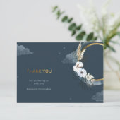 Zeemacht en goudfolie over de maan dank u uw kaart (Staand voorkant)