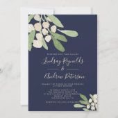 Zeemacht en groene Waterverf Mistletoe Wedding Kaart (Voorkant)