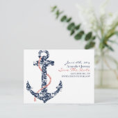 Zeemacht en koraalankerstrand bewaren de datum aankondigingskaart (Staand voorkant)