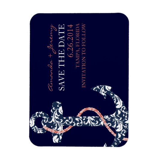 Zeemacht en koraalankerstrand bewaren de datum magneet (Verticaal)