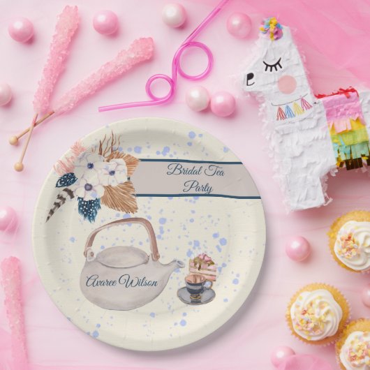 Zeemacht en koraalbridal Tea Party Shower Papieren Bordje (Feest)