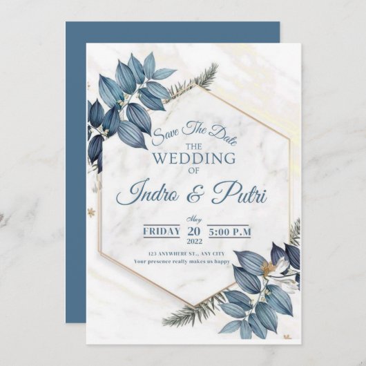 Zeemacht en lichtblauwe waterverf, alles in één kaart (Voorkant / Achterkant)