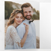 Zeemacht en lichtblauwe waterverf bruiloft drieluik aankondiging (Binnenzijde eerst)