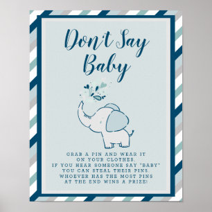 Zeemacht en mint Elephant Shower Zeg geen Baby Poster