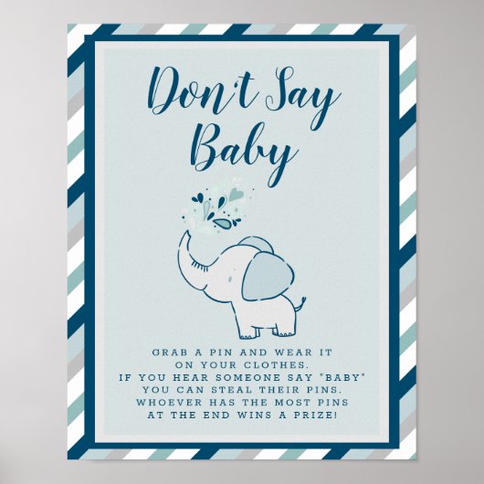 Zeemacht en mint Elephant Shower Zeg geen Baby Poster (Voorkant)