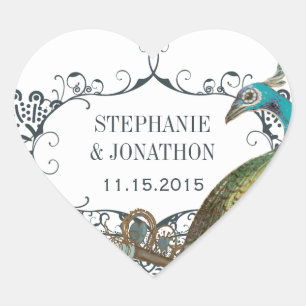Zeemacht en mosterd Vogel-bruiloft Hart Sticker