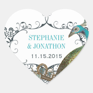 Zeemacht en mosterd Vogel-bruiloft Hart Sticker