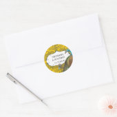 Zeemacht en mosterd Vogel-bruiloft Ronde Sticker (Envelop)