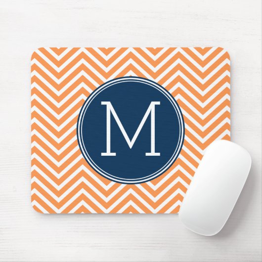 Zeemacht en Oranje Chevrons met aangepast monogram Muismat (Met muis)