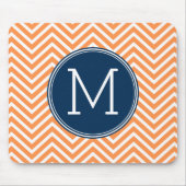 Zeemacht en Oranje Chevrons met aangepast monogram Muismat (Voorkant)