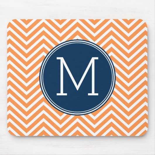Zeemacht en Oranje Chevrons met aangepast monogram Muismat (Voorkant)