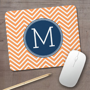 Zeemacht en Oranje Chevrons met aangepast monogram Muismat