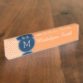 Zeemacht en Oranje Chevrons met aangepast monogram Naambordje (Zijkant)