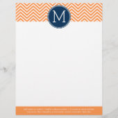 Zeemacht en Oranje Chevrons met aangepast monogram Persoonlijk Briefhoofd (Voorkant)