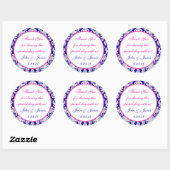 Zeemacht en roze Damask Round Wedding Sticker Labe (Vel)