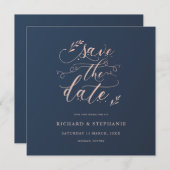 Zeemacht en roze folievierkant Opslaan Datum Kaart (Voorkant / Achterkant)