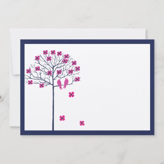  zeemacht en roze vogels op bloeiende bomen kaart (Achterkant)
