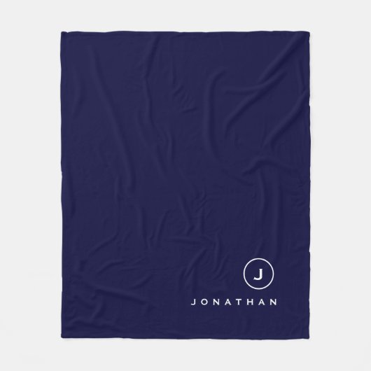 Zeemacht en wit | Eenvoudig monogram MEDA en naam Fleece Deken (Voorkant)