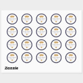 Zeemacht en wit, Elegant Golden Hearts Wedding Ronde Sticker (Vel)