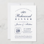 Zeemacht en wit | Elegant Wedding Rehearsal Dinner Kaart (Voorkant)