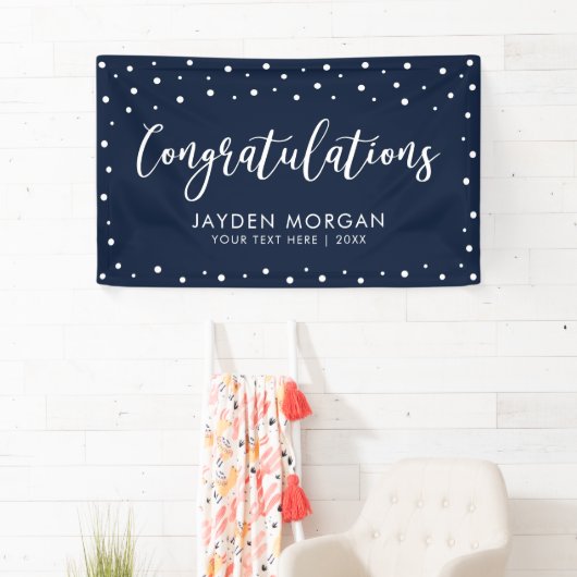 Zeemacht en wit | Gefeliciteerd Feestgebanner Spandoek (Insitu)