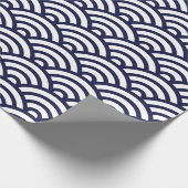 Zeemacht en wit Japans Seigaiha Pattern Cadeaupapier (Hoek)