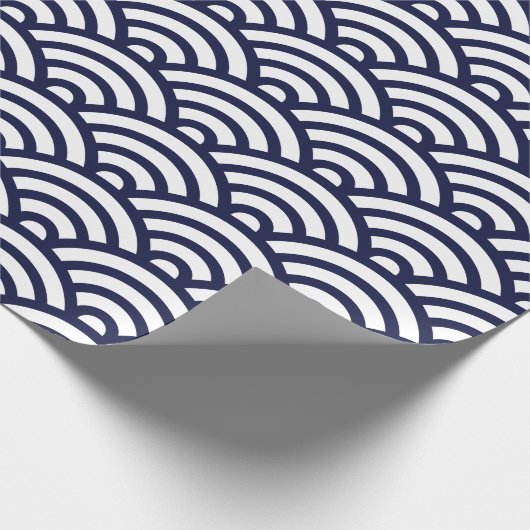 Zeemacht en wit Japans Seigaiha Pattern Cadeaupapier (Hoek)