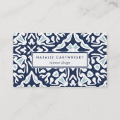 Zeemacht en wit mediterraan patroon visitekaartje (Voorkant)